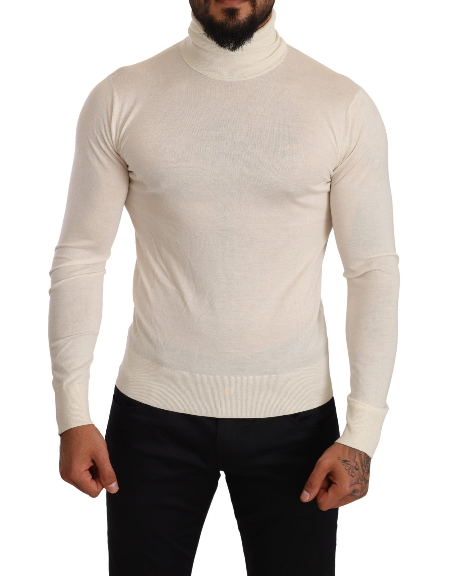 Dolce & Gabbana Rollkragenpullover aus cremefarbenem Kaschmir