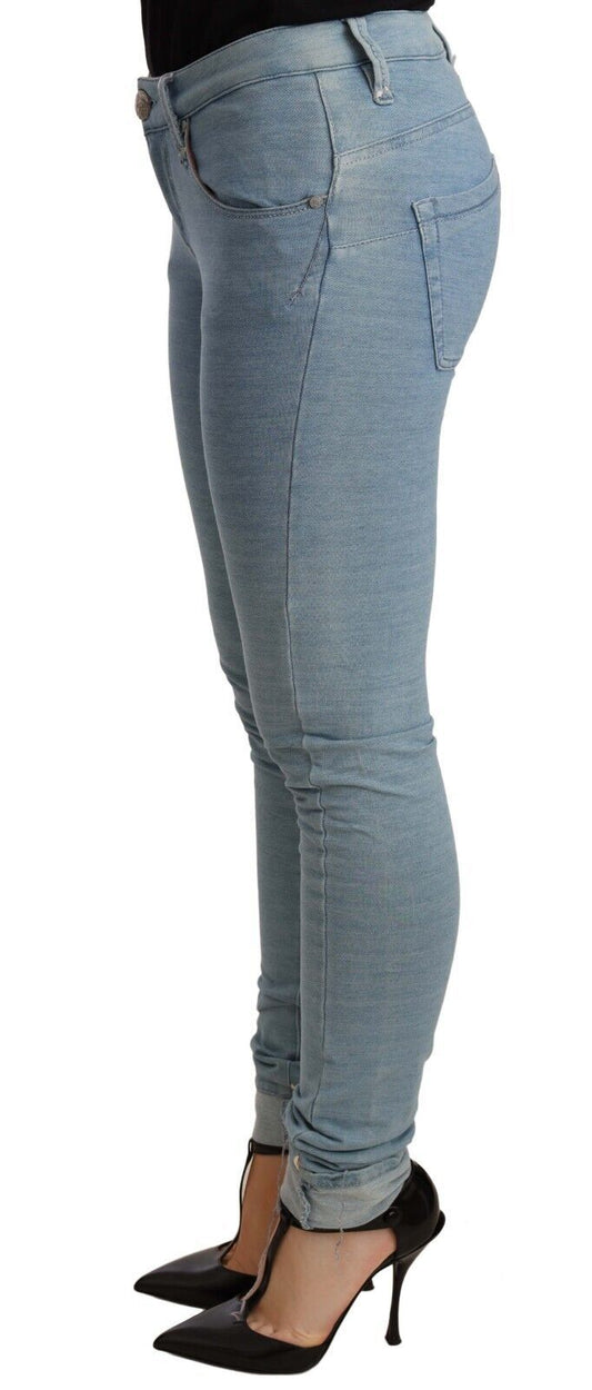 Acht Blaue Baumwolle Stretch Saum Slim Fit Damen Denim-Hose