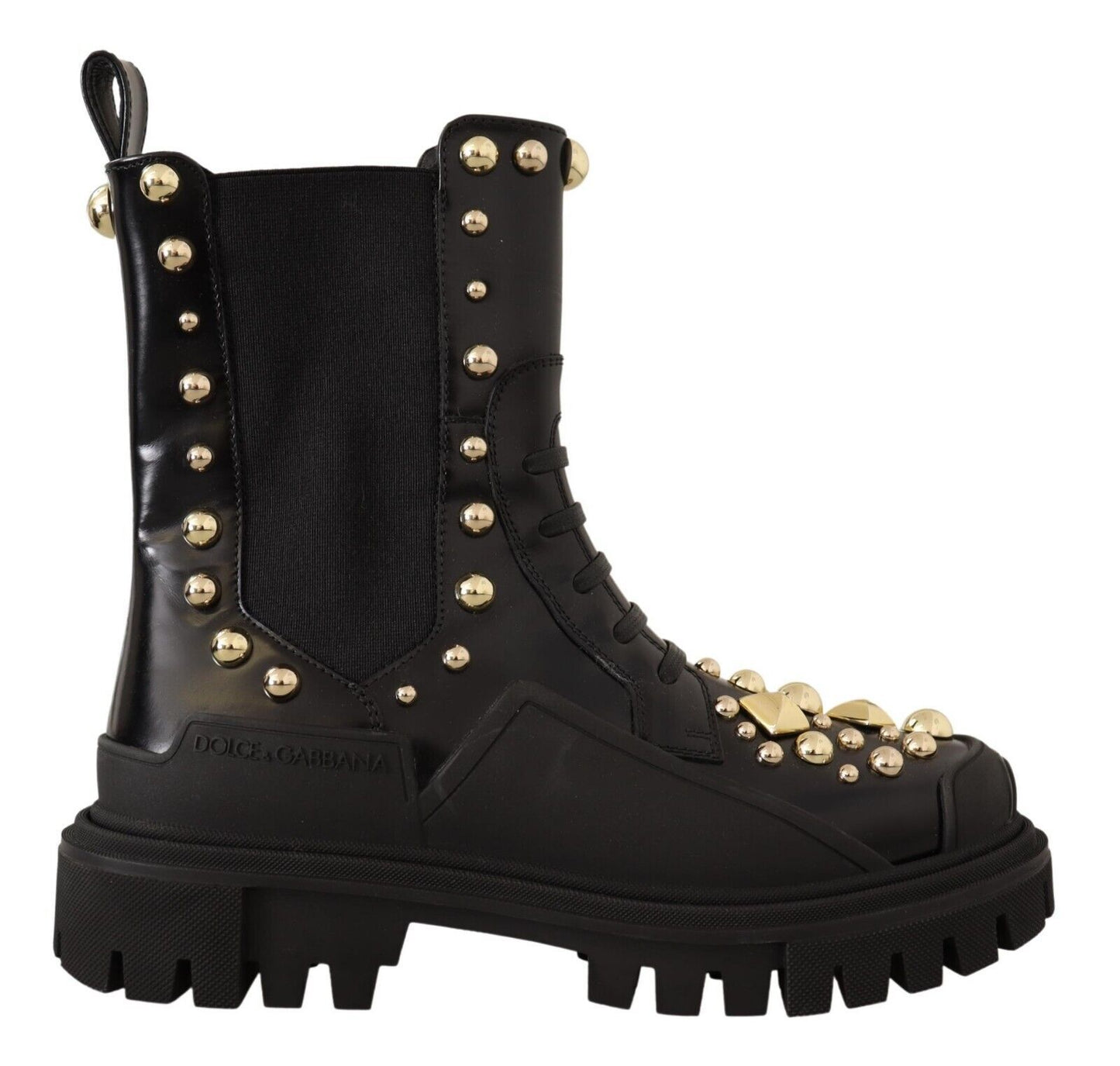 Dolce & Gabbana Schwarze Nietenstiefel aus Leder