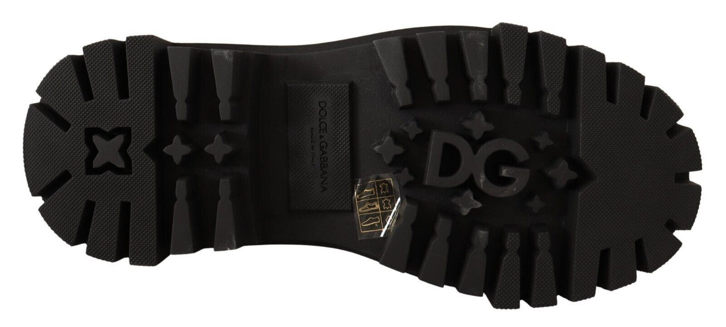 Dolce & Gabbana Schwarze Nietenstiefel aus Leder