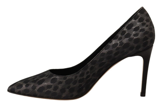 Sofia Schwarz Leopard Leder Stiletto High Heels Pumps Schuhe