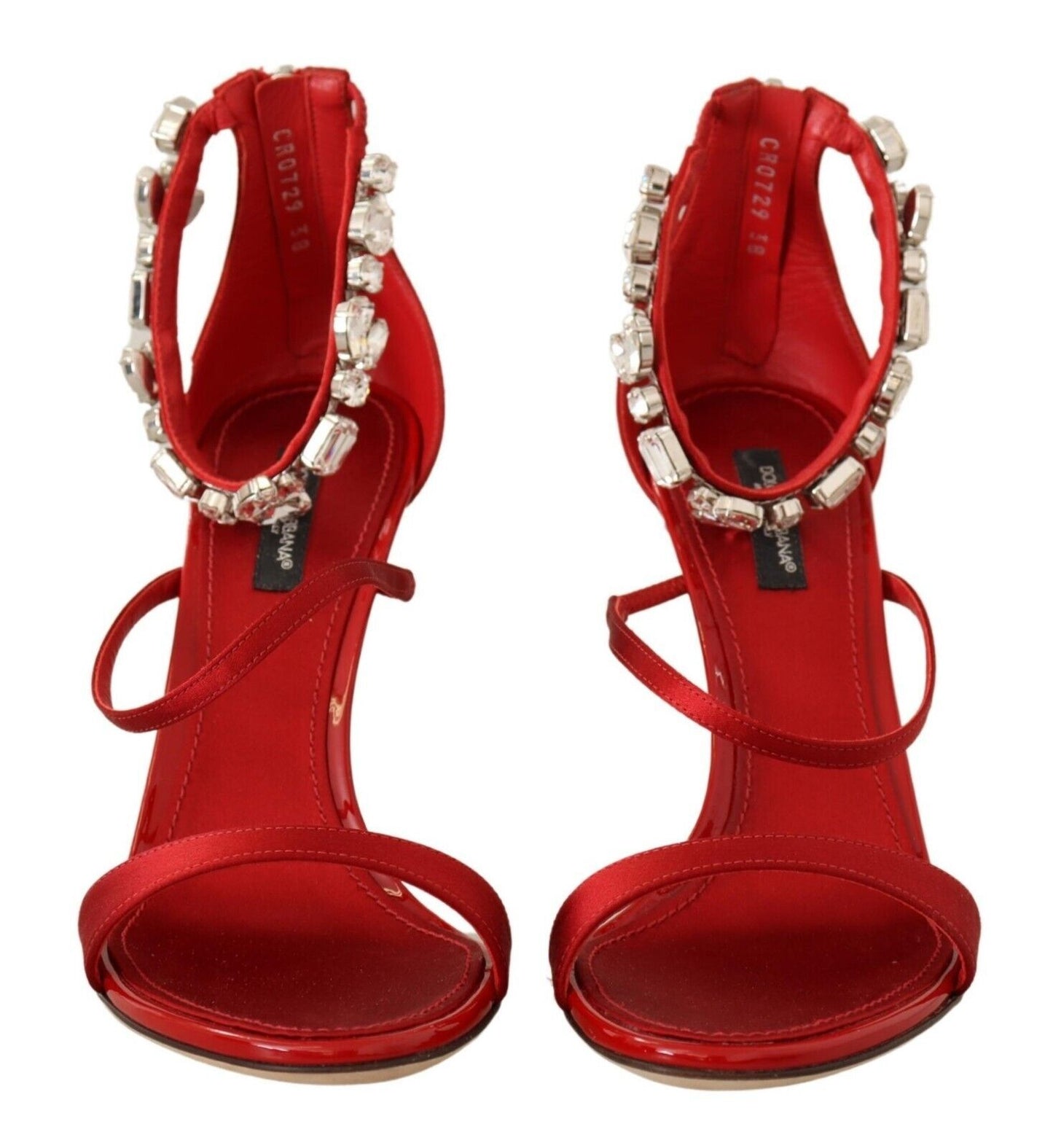 Dolce & Gabbana Rot Satin Kristalle Sandalen Keira Heels Schuhe