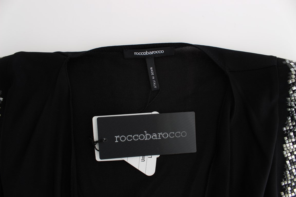 Roccobarocco Schwarzes verschönertes Jersey-Mini-Etuikleid