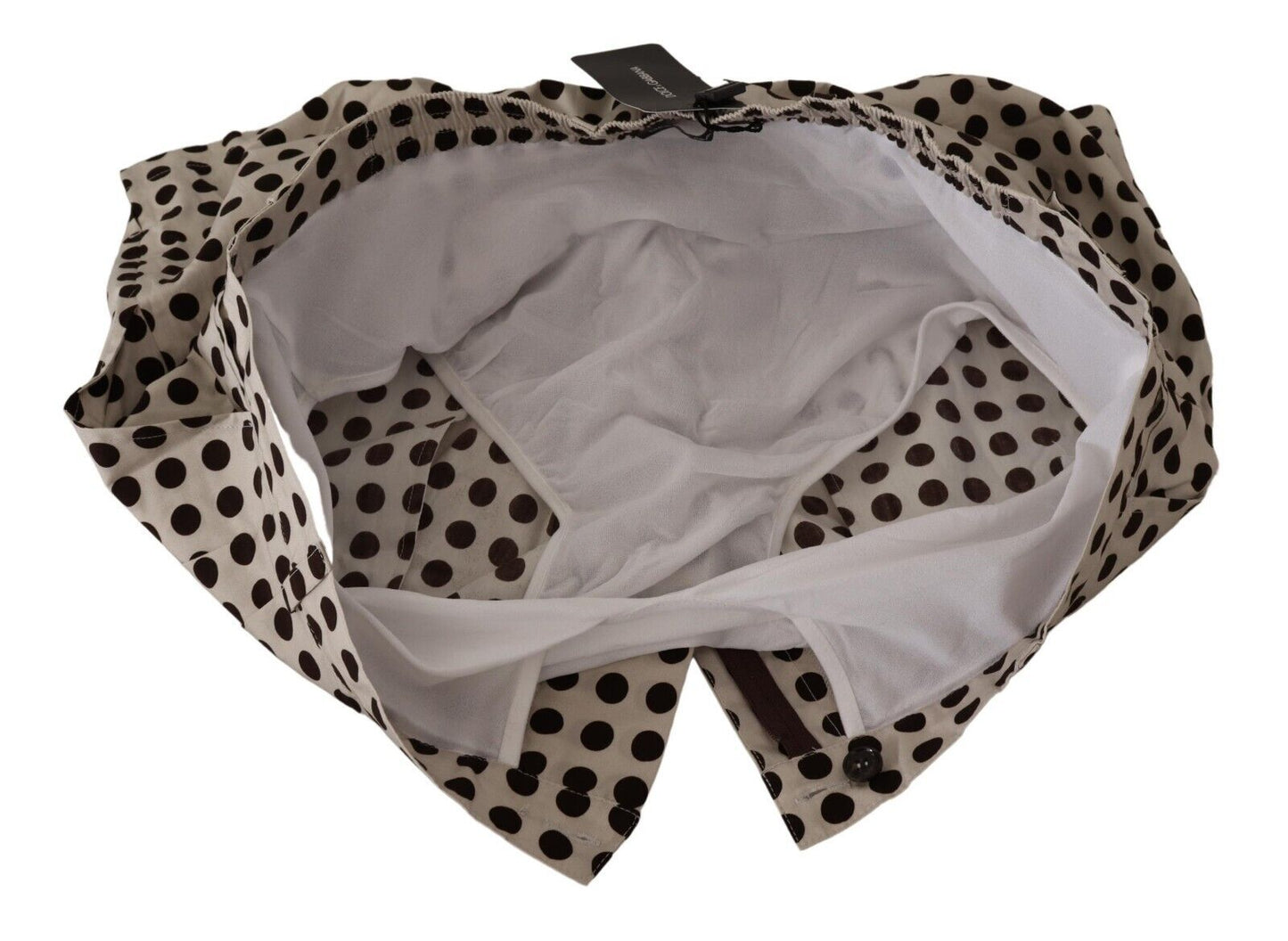 Dolce & Gabbana Schwarz-weiß gepunktete Baumwoll-Leinen-Shorts