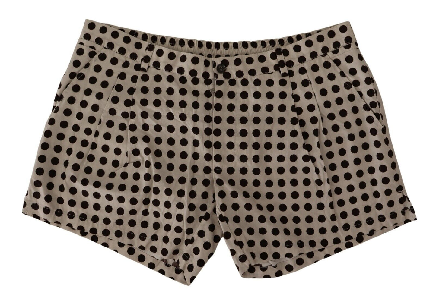 Dolce & Gabbana Schwarz-weiß gepunktete Baumwoll-Leinen-Shorts