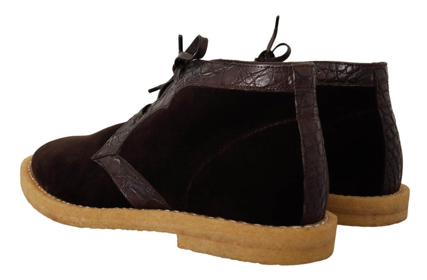 Dolce & Gabbana Exotische Lederstiefel aus braunem Samt