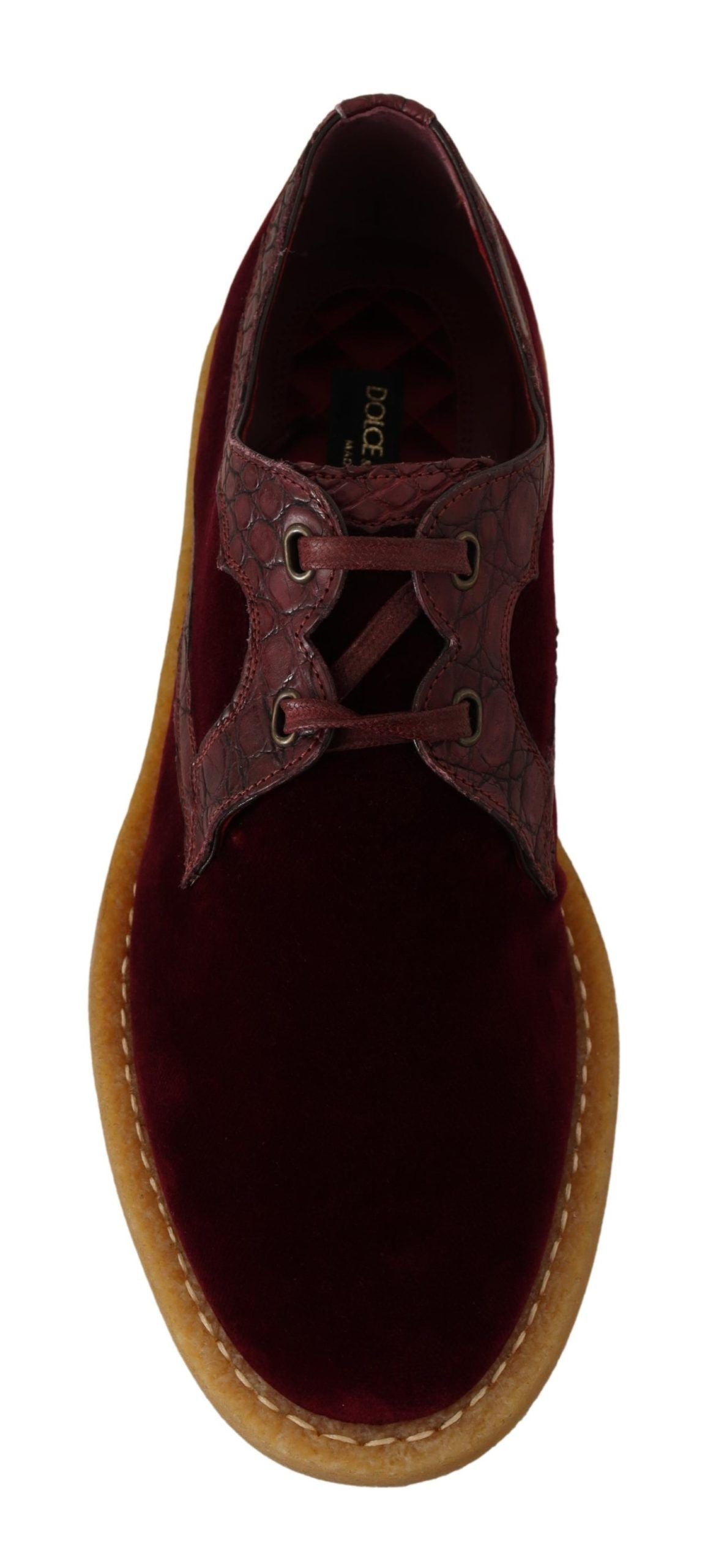 Dolce & Gabbana Bordeaux Samt Exotische Lederschuhe