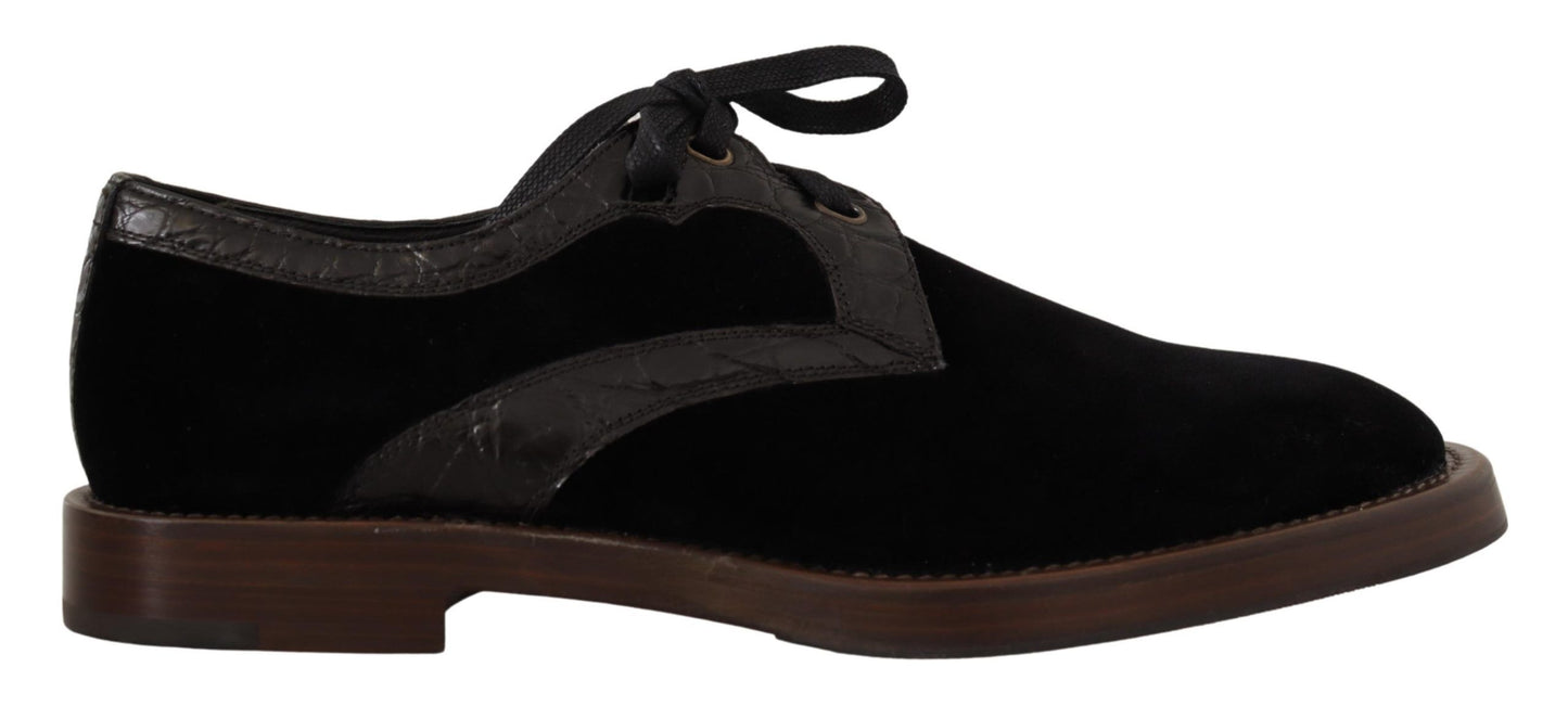 Dolce & Gabbana Exotische Lederschuhe aus schwarzem Samt