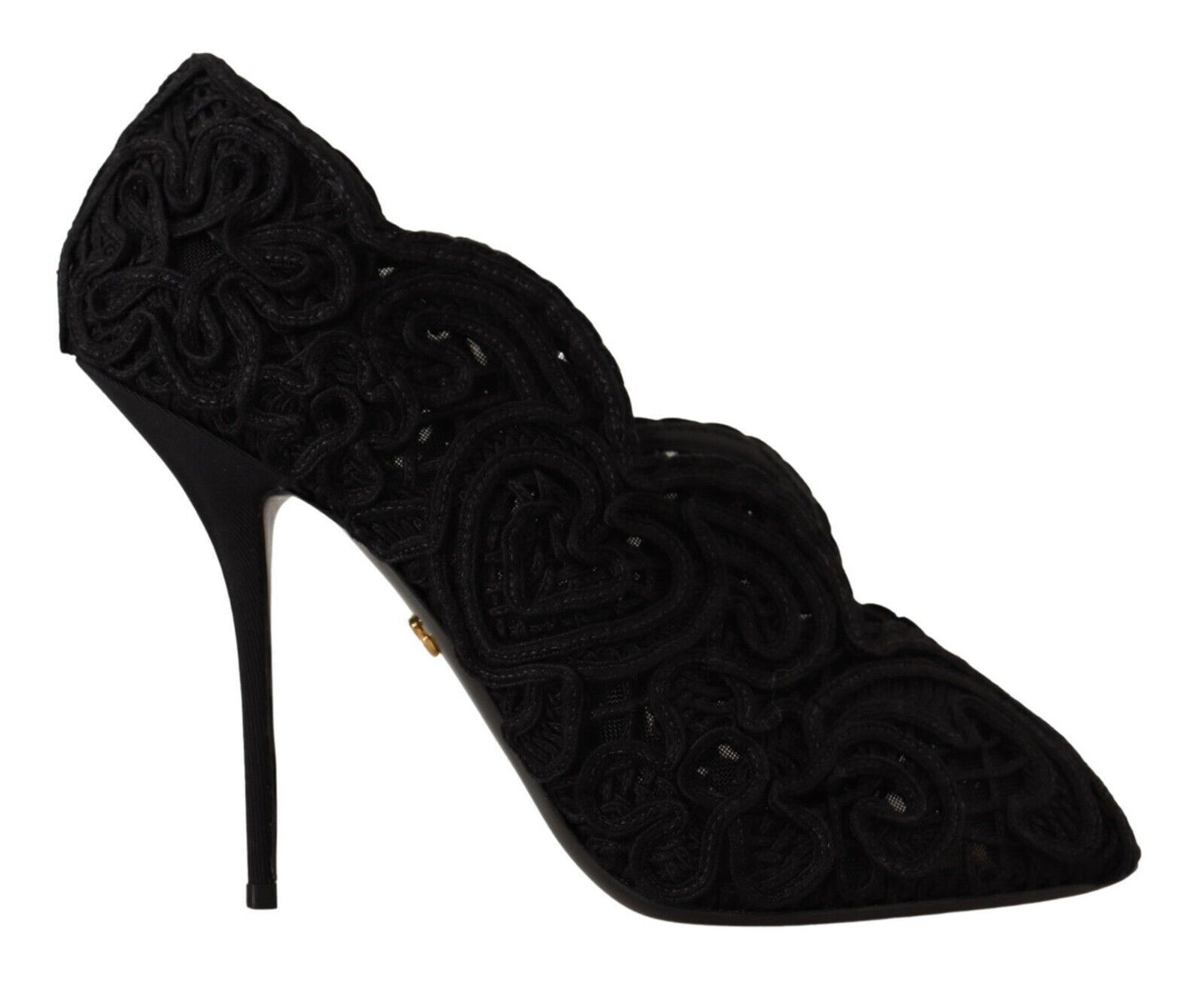 Dolce & Gabbana Schwarze Cordonetto Ricamo Pumps Offene Zehen Schuhe