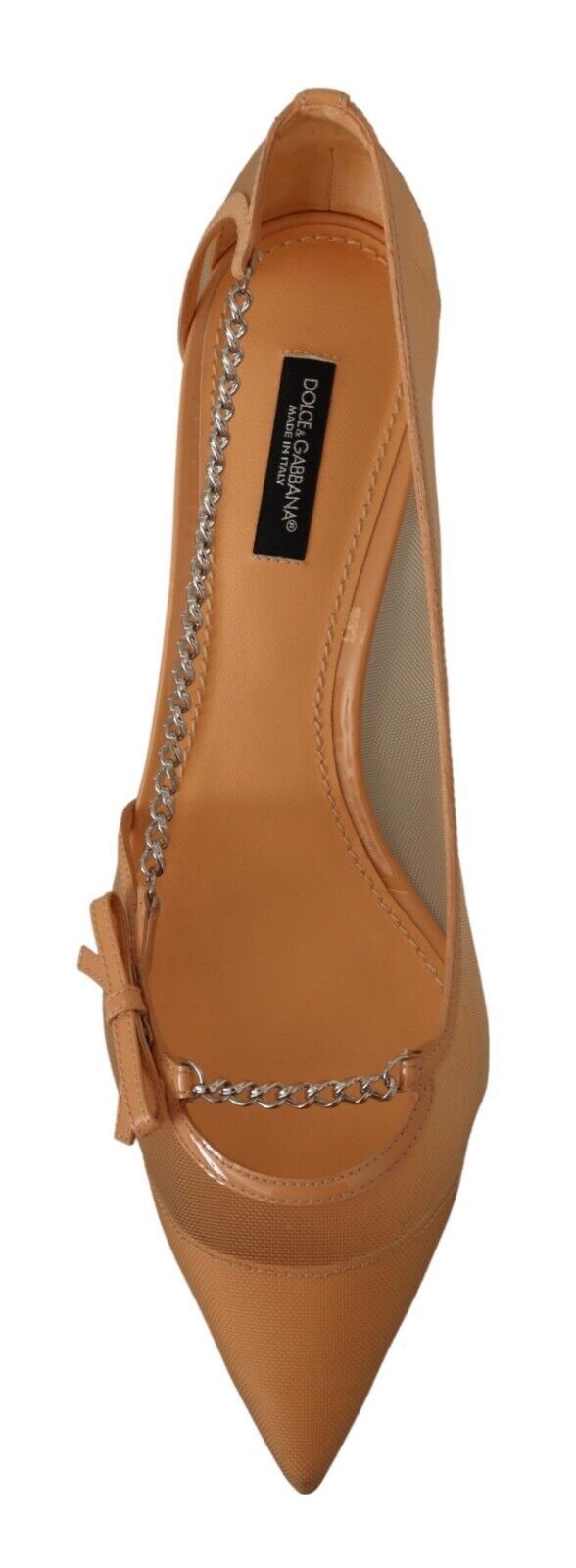 Dolce & Gabbana Pfirsich Mesh Leder Ketten Heels Pumps Schuhe
