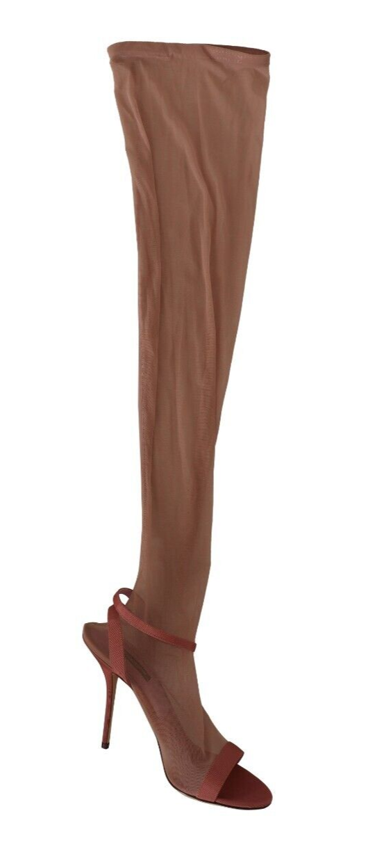 Dolce & Gabbana Rosa Tüll Stretch Riemchensandalen Schuhe