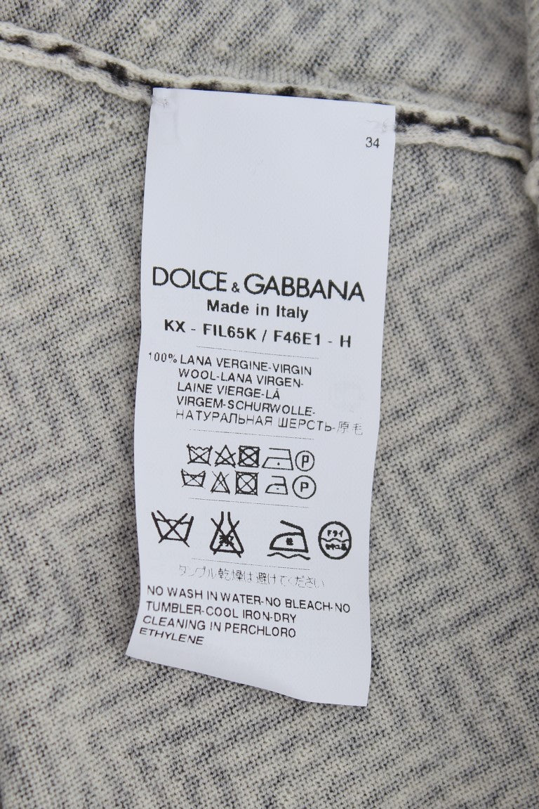 Dolce & Gabbana Schwarz-Weißes Wolltop Strickjacke Pullover