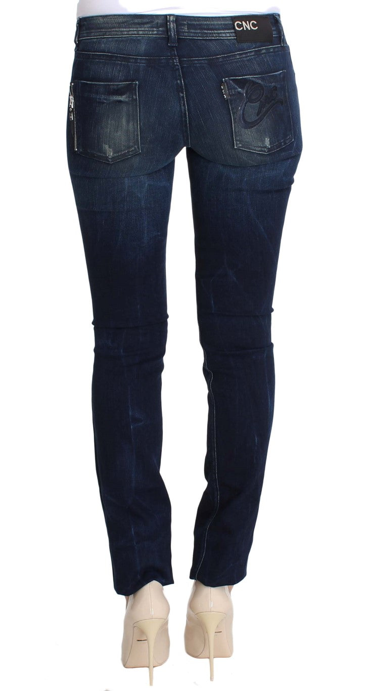 Costume National Blaue Waschung Baumwolle Slim Fit Skinny Jeans