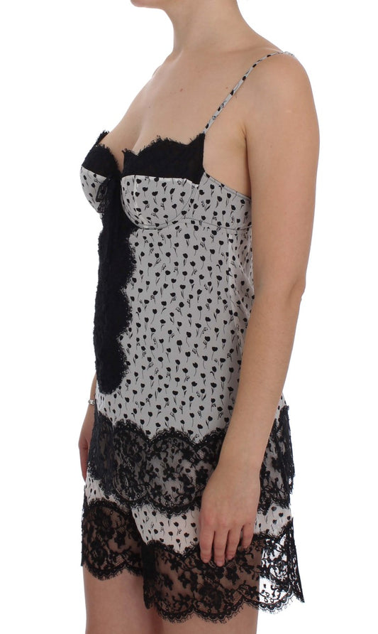 Dolce & Gabbana Schwarzes Seiden-Spitzen-Babydoll-Dessous-Top