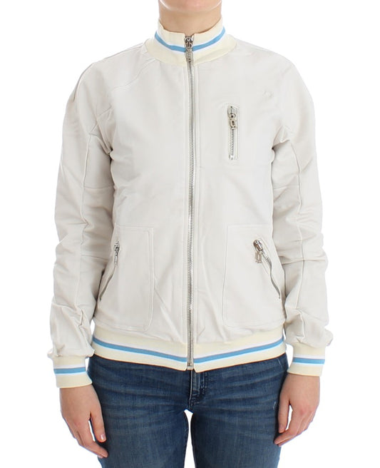 John Galliano Weißer Mock Zip Cardigan Sweatshirt Pullover