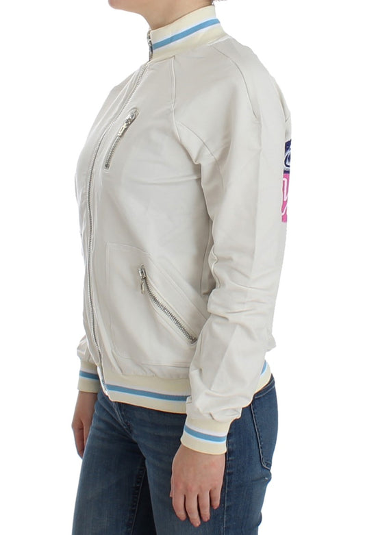 John Galliano Weißer Mock Zip Cardigan Sweatshirt Pullover