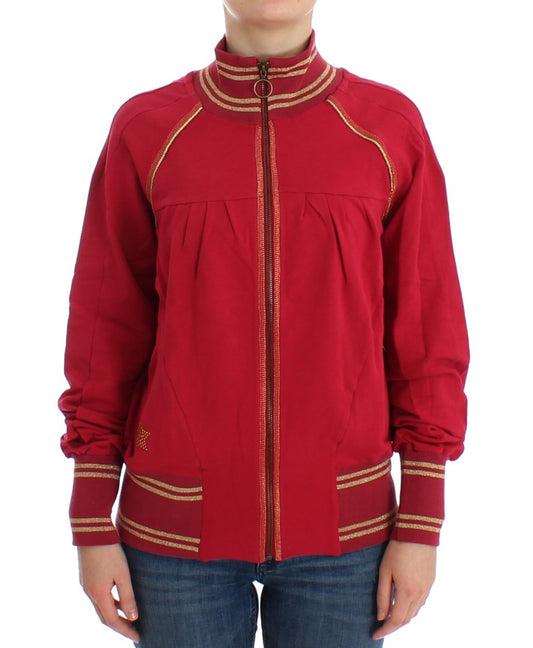 John Galliano Rosa Mock Zip Strickjacke Sweatshirt Pullover