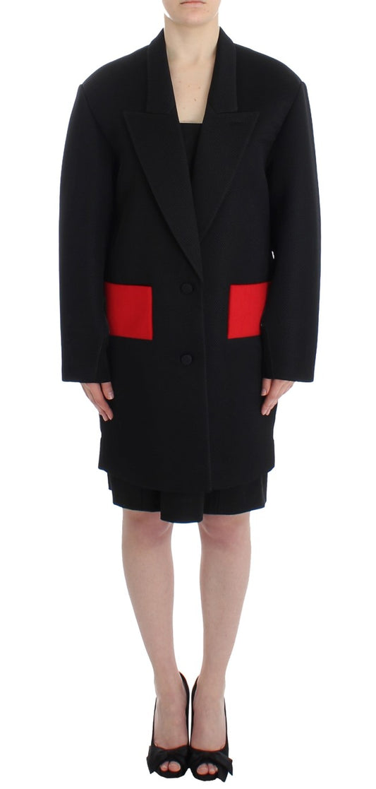 KAALE SUKTAE Schwarzer Mantel Trench Long Draped Jacket Blazer