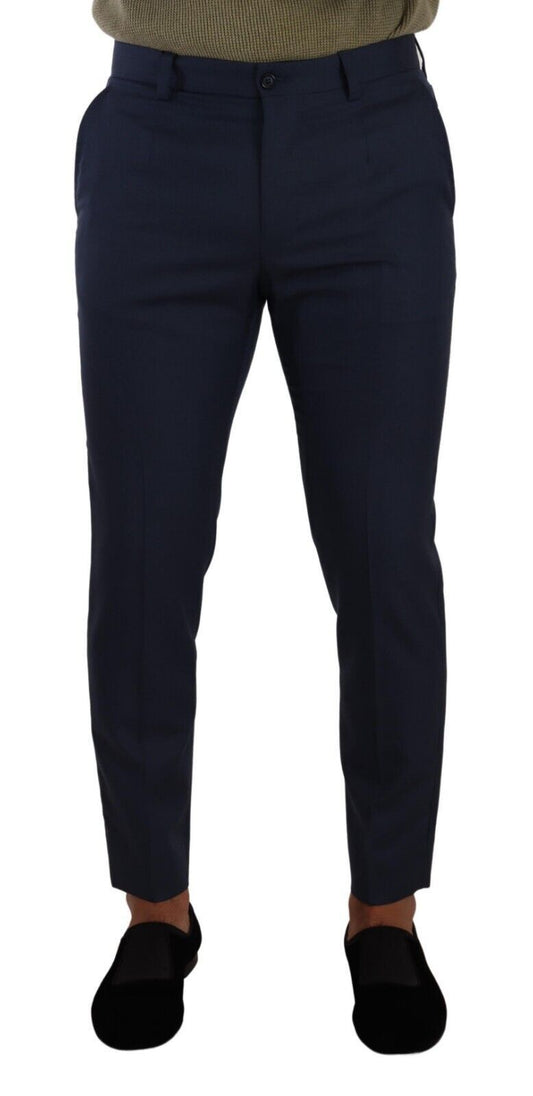 Dolce & Gabbana Dunkelblaue Wolle Skinny Formal Dress Pants