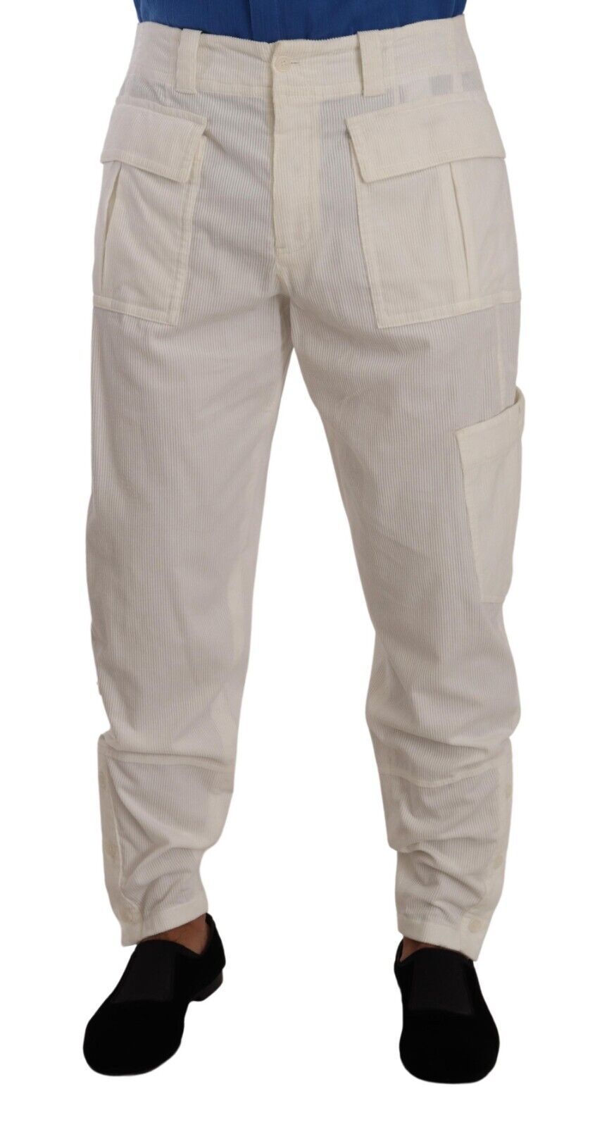 Dolce & Gabbana Weiße Cargo-Hose aus Baumwollcord