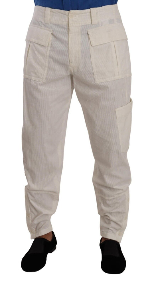 Dolce & Gabbana Weiße Cargo-Hose aus Baumwollcord