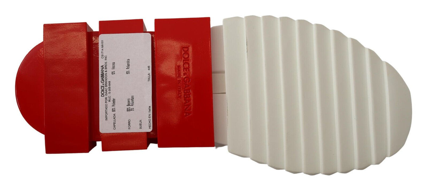 Dolce & Gabbana Weiß Rot Sorrento Sandalen Turnschuhe