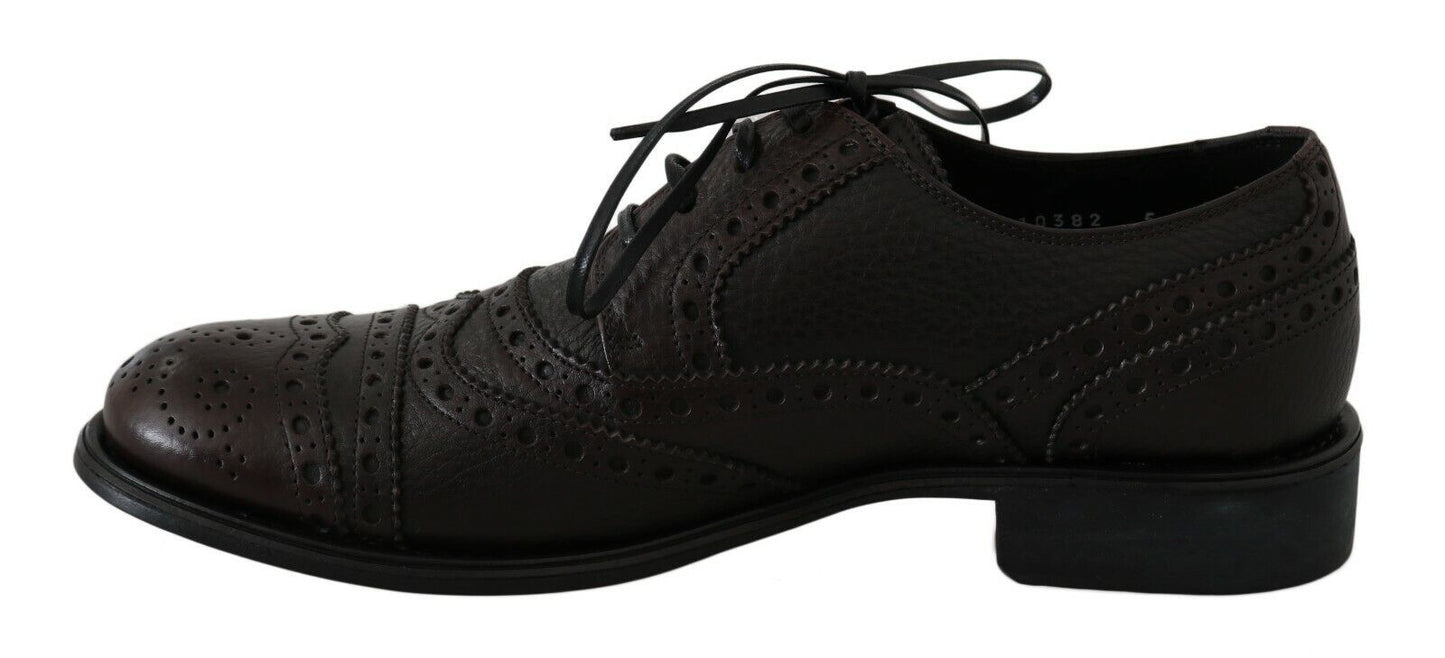 Dolce & Gabbana Braune Leder Wingtip Derby Formelle Schuhe