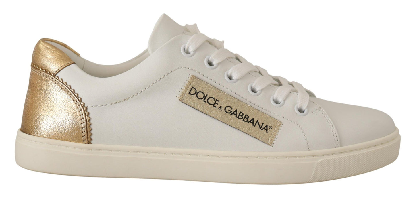 Dolce & Gabbana Weißgoldene Leder-Low-Top-Sneakers