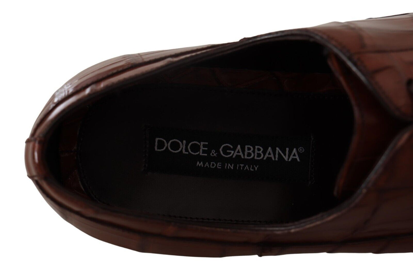 Dolce & Gabbana Braunes Krokodilleder Herren Derby Schuhe