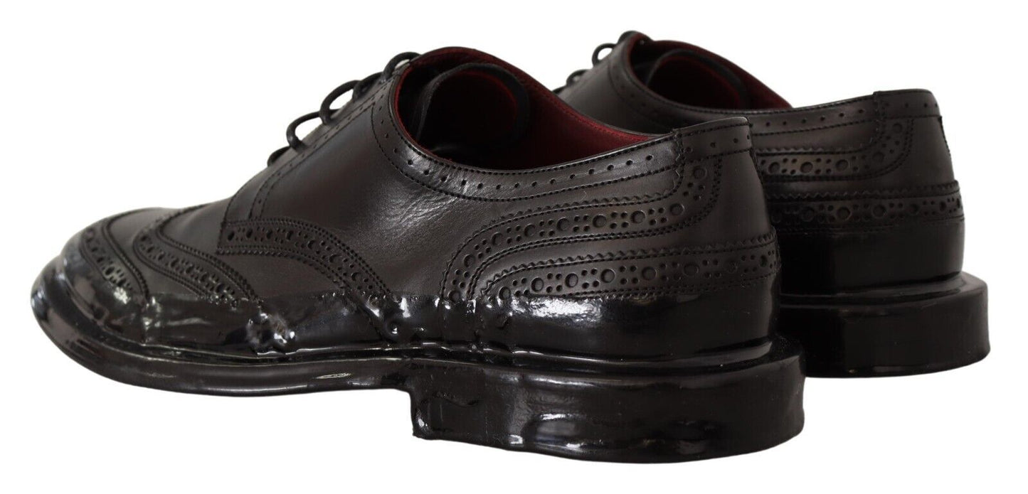Dolce & Gabbana Schwarze Leder Oxford Wingtip Formelle Derby Schuhe