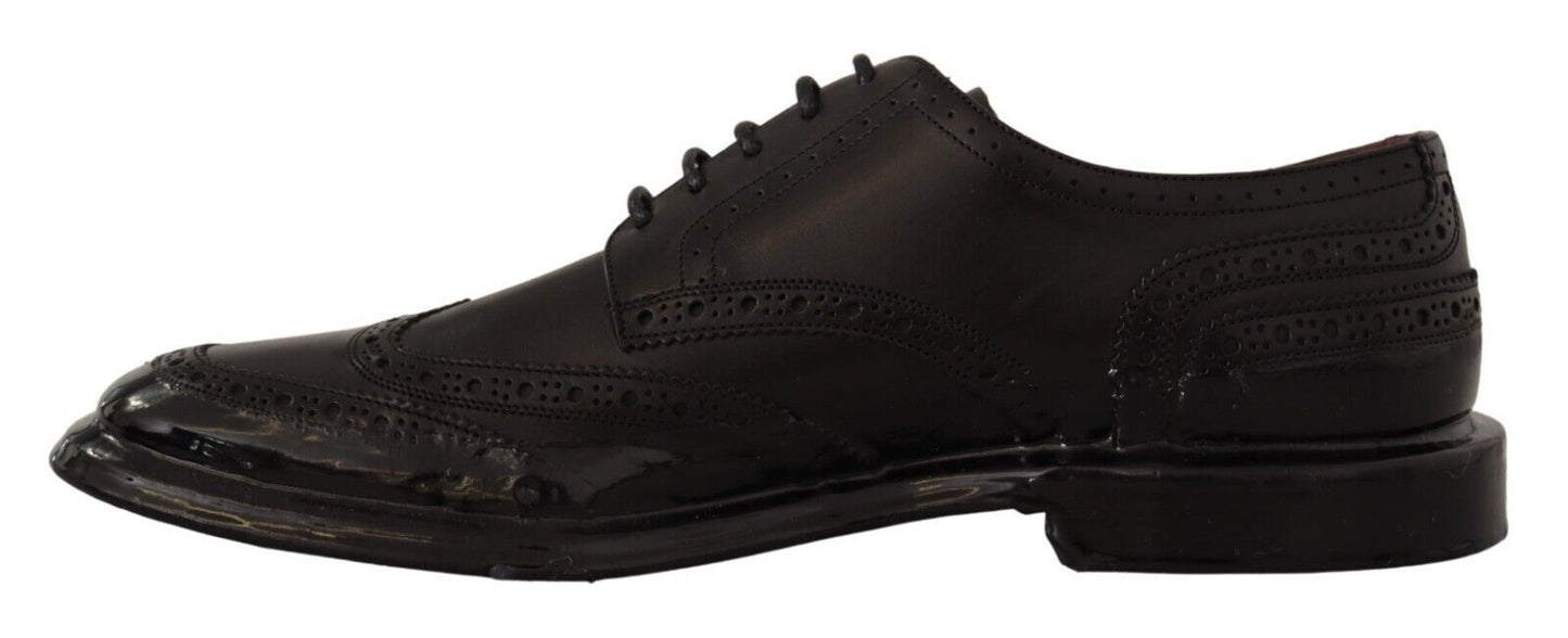 Dolce & Gabbana Schwarze Leder Oxford Wingtip Formelle Derby Schuhe