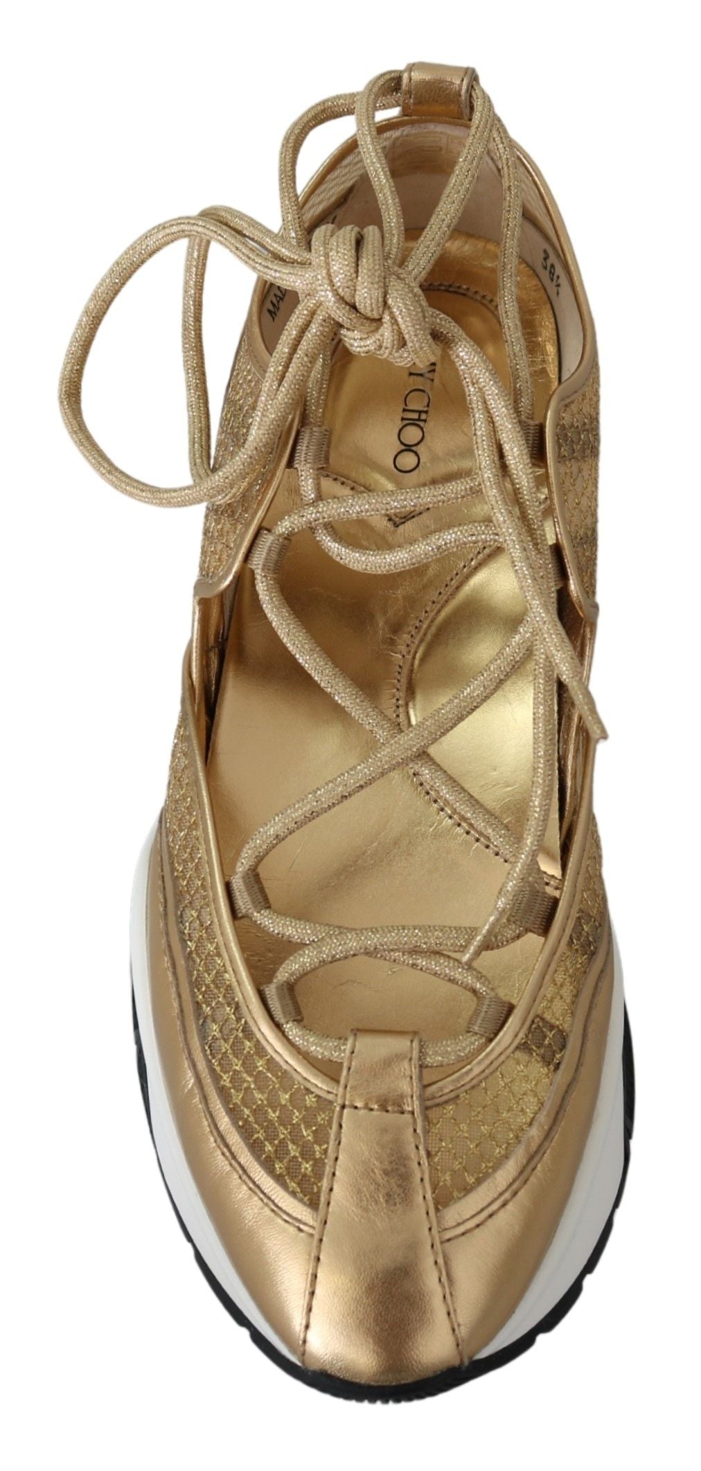 Jimmy Choo Golden Glamour Mesh Leder Turnschuhe