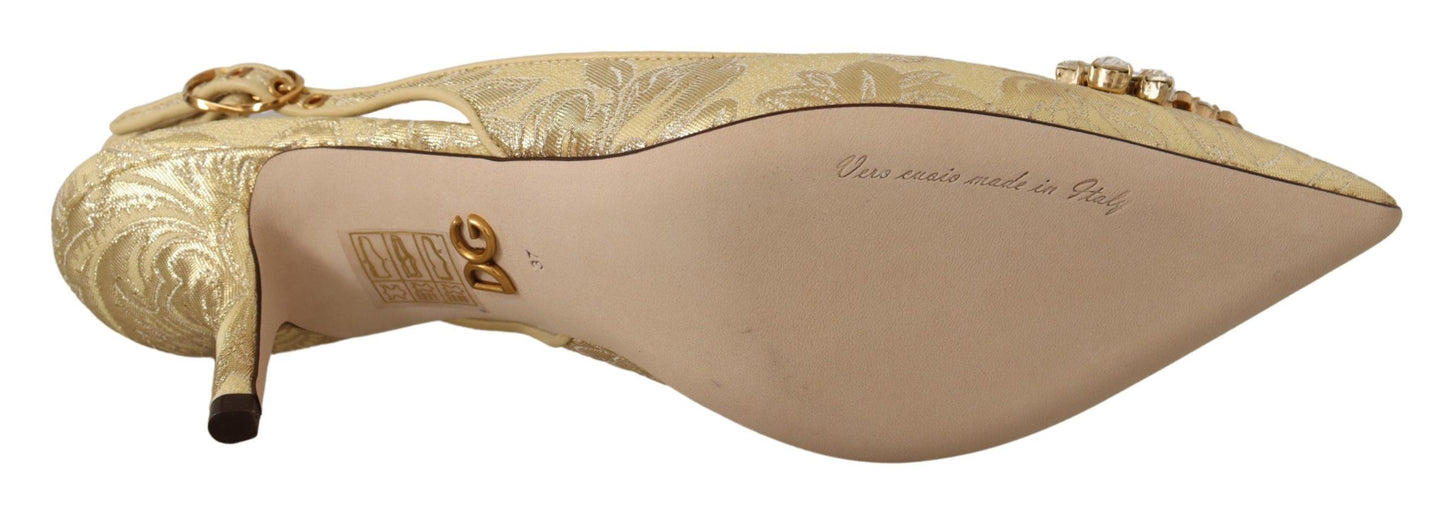 Dolce & Gabbana Gold Kristall Slingbacks Pumps Heels Schuhe