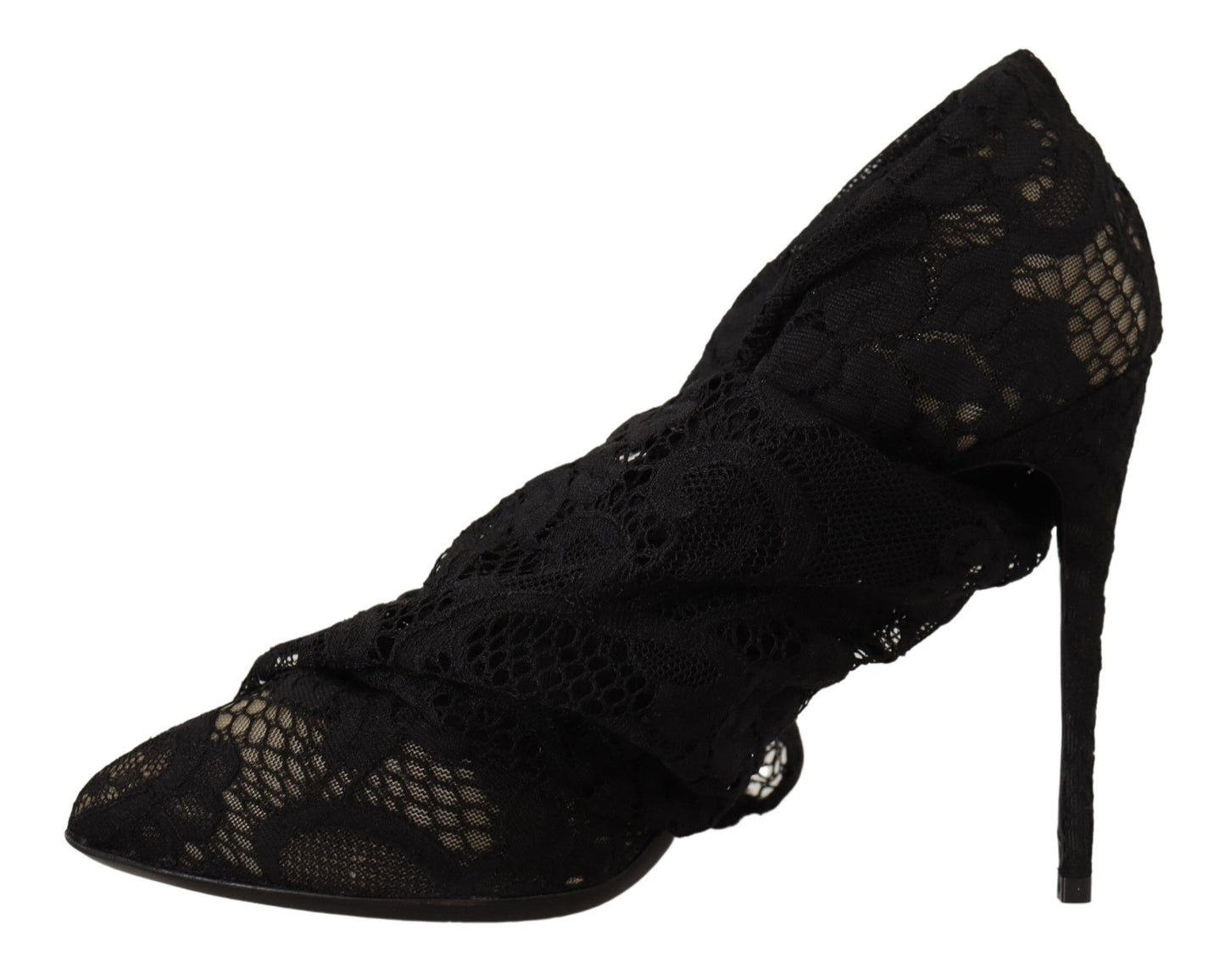 Dolce & Gabbana Schwarz Stretch Socken Taormina Spitze Stiefel Schuhe