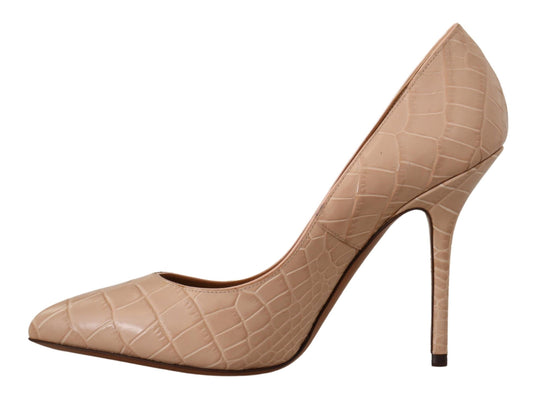 Dolce & Gabbana Beige Leder Bellucci Heels Pumps Schuhe