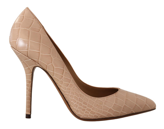 Dolce & Gabbana Beige Leder Bellucci Heels Pumps Schuhe