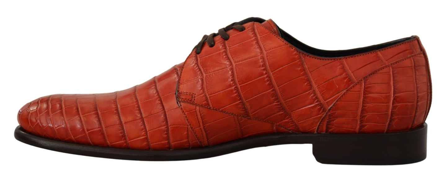 Dolce & Gabbana Orangefarbene Derby-Schuhe aus exotischem Leder
