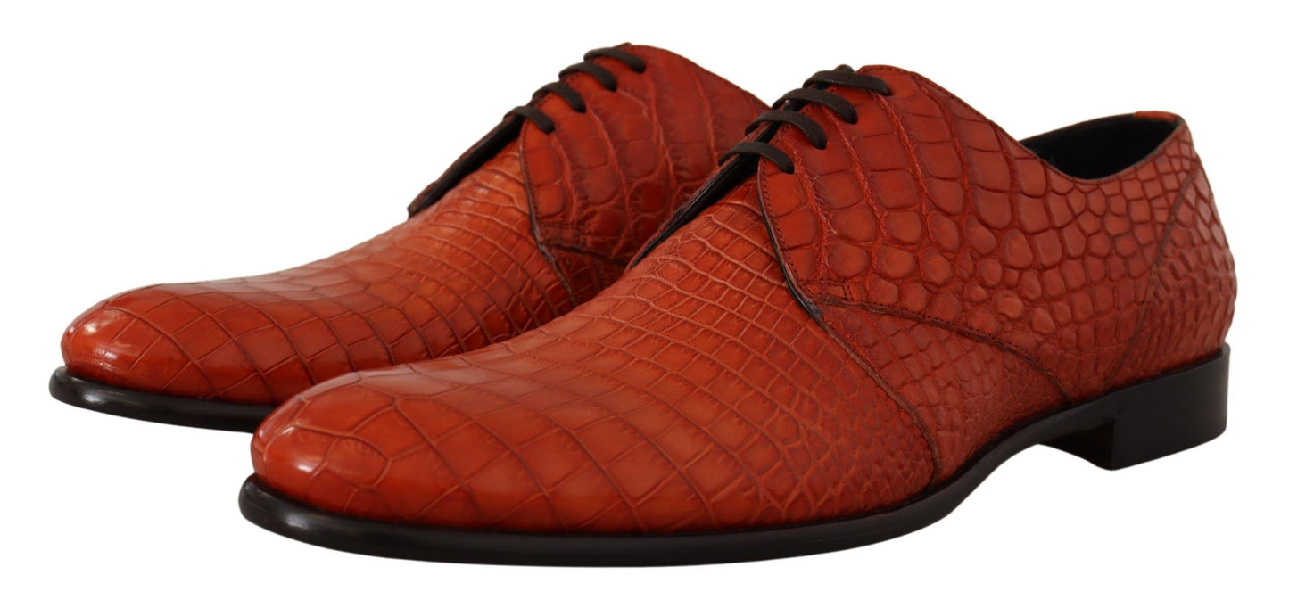 Dolce & Gabbana Orangefarbene Derby-Schuhe aus exotischem Leder