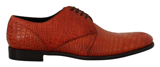 Dolce & Gabbana Orangefarbene Derby-Schuhe aus exotischem Leder