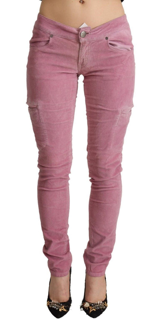Acht Rosa Baumwoll-Cargo-Jeans mit niedriger Taille aus Denim