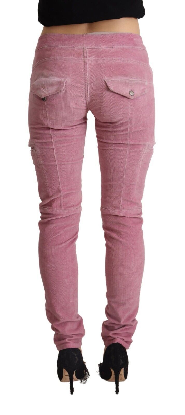 Acht Rosa Baumwoll-Cargo-Jeans mit niedriger Taille aus Denim