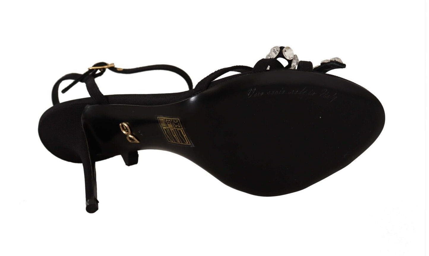 Dolce & Gabbana Schwarz Crystals Knöchelriemen Heels Sandalen Schuhe