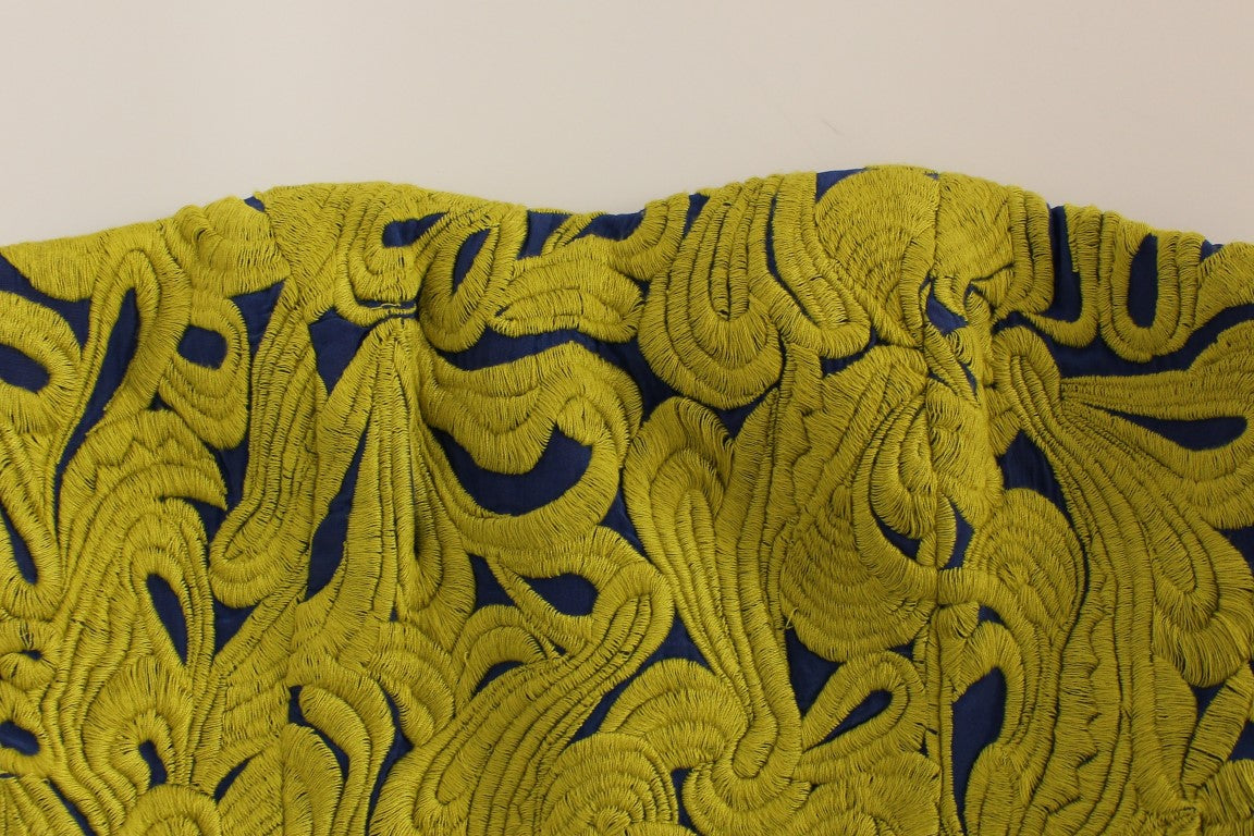 Sachin & Babi Blau-Gelbes trägerloses Bubble Mini Shift Dress