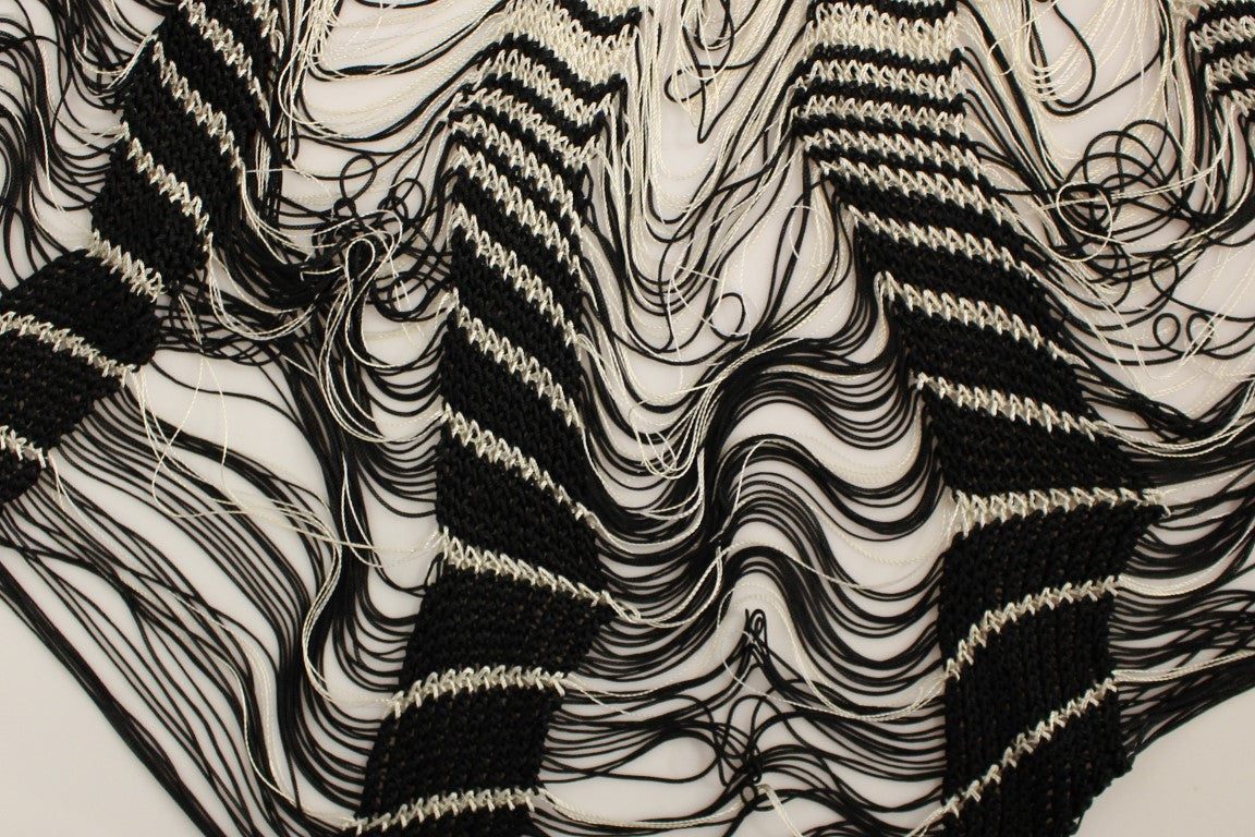 Alice Palmer Weiß Schwarz Assymetrischer Strickrock