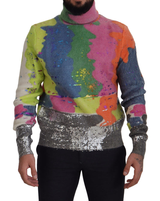 Dolce & Gabbana Multicolor Rollkragenpullover Mohair Pullover