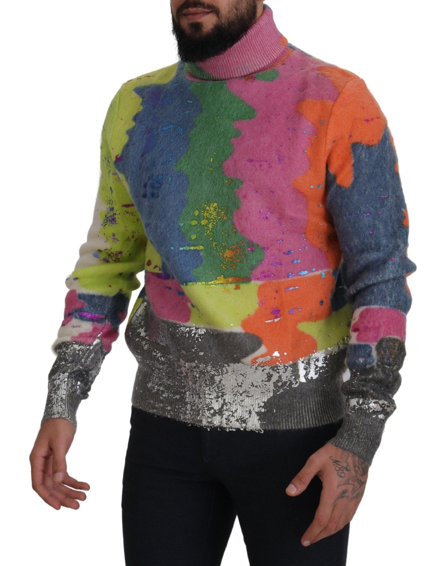Dolce & Gabbana Multicolor Rollkragenpullover Mohair Pullover