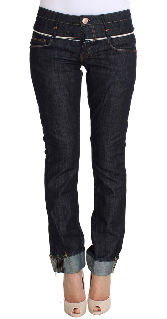 Acht Blaue Denim-Baumwollhosen Straight Fit Jeans