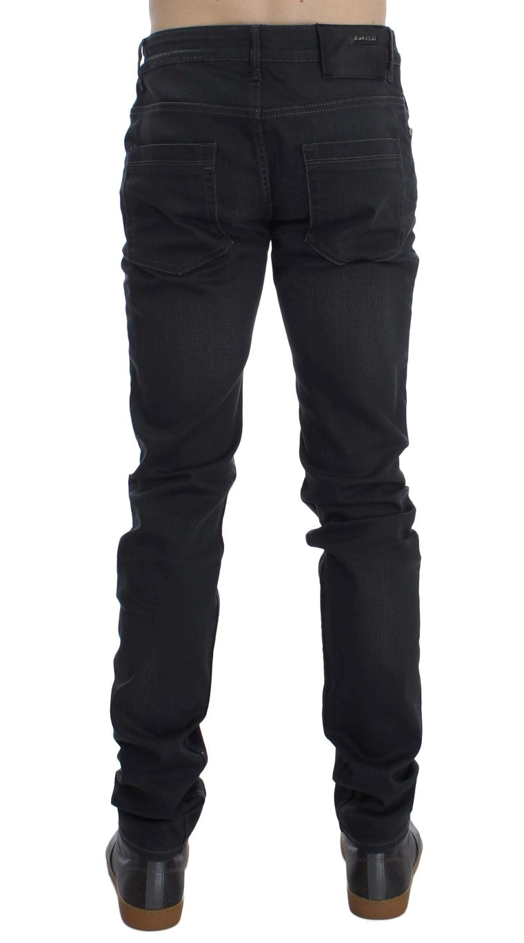 Acht Graue Baumwoll-Stretch Slim Fit Jeans