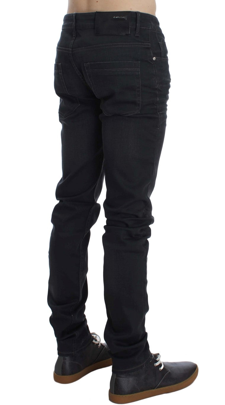 Acht Graue Baumwoll-Stretch Slim Fit Jeans