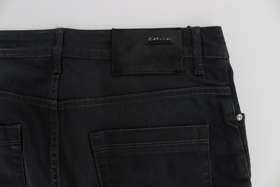 Acht Graue Baumwoll-Stretch Slim Fit Jeans